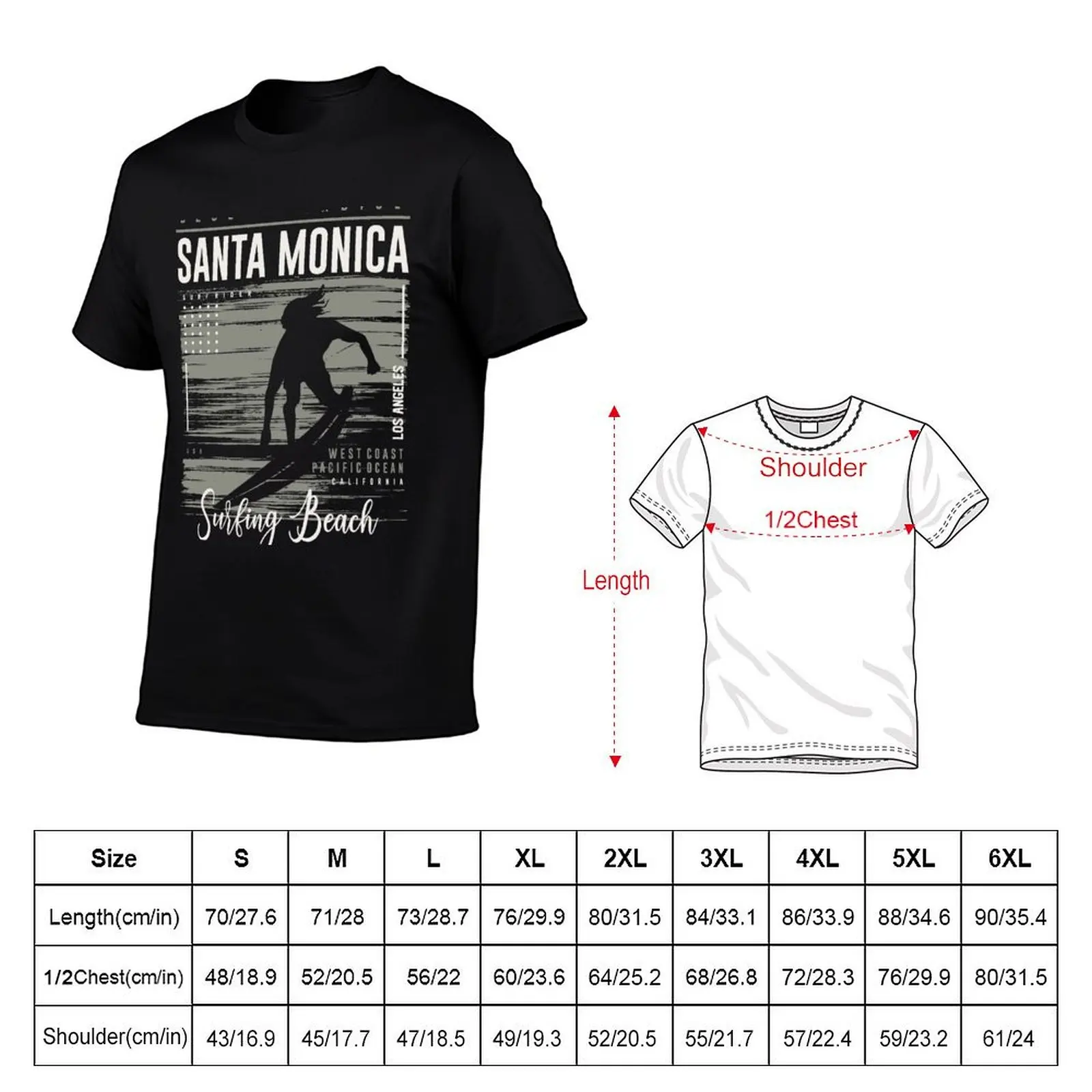 Santa Monica Surfing Beach California Home Spirit Summer 2021 T-Shirt Independence Day Short Sleeve T-Shirt