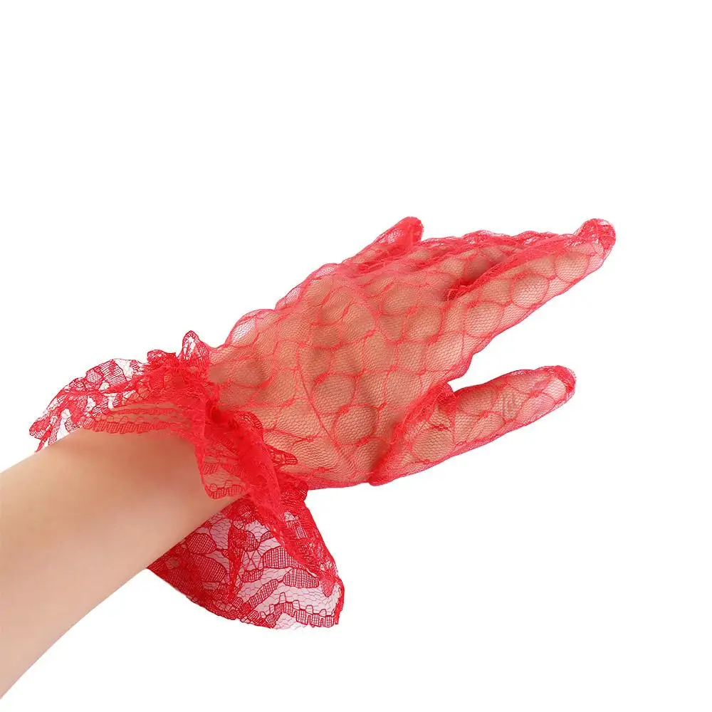 Retro Performance Banquet Dress Accessories Autumn Dinner Dress Lace Gloves Bridal Mesh Gloves Wedding Thin Mittens