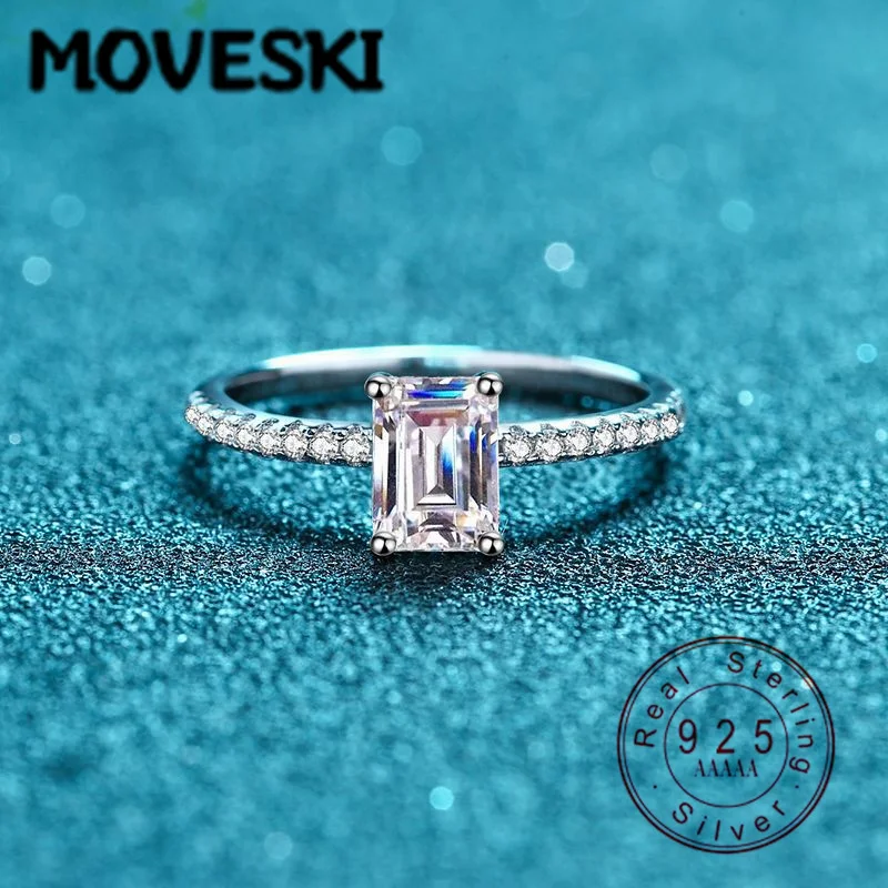 

Обручальное кольцо с муассанитом изумрудной огранки 1/2 карата, обручальное кольцо из стерлингового серебра 925 пробы, кольцо-обещание для женщин, ювелирный подарок