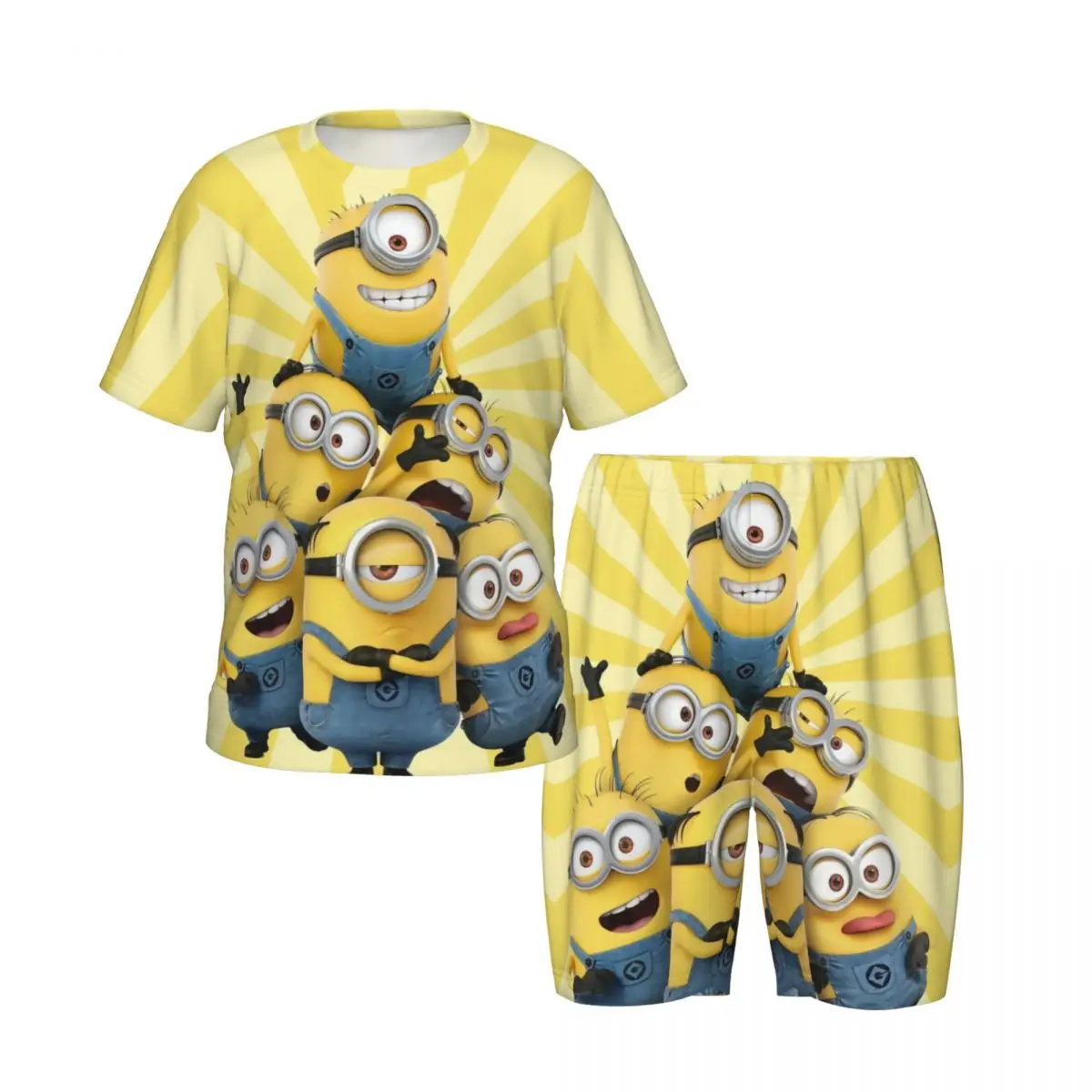 

M-Minions New Summer Plus Size 4XL Pajamas Set for boys girls Nightwear