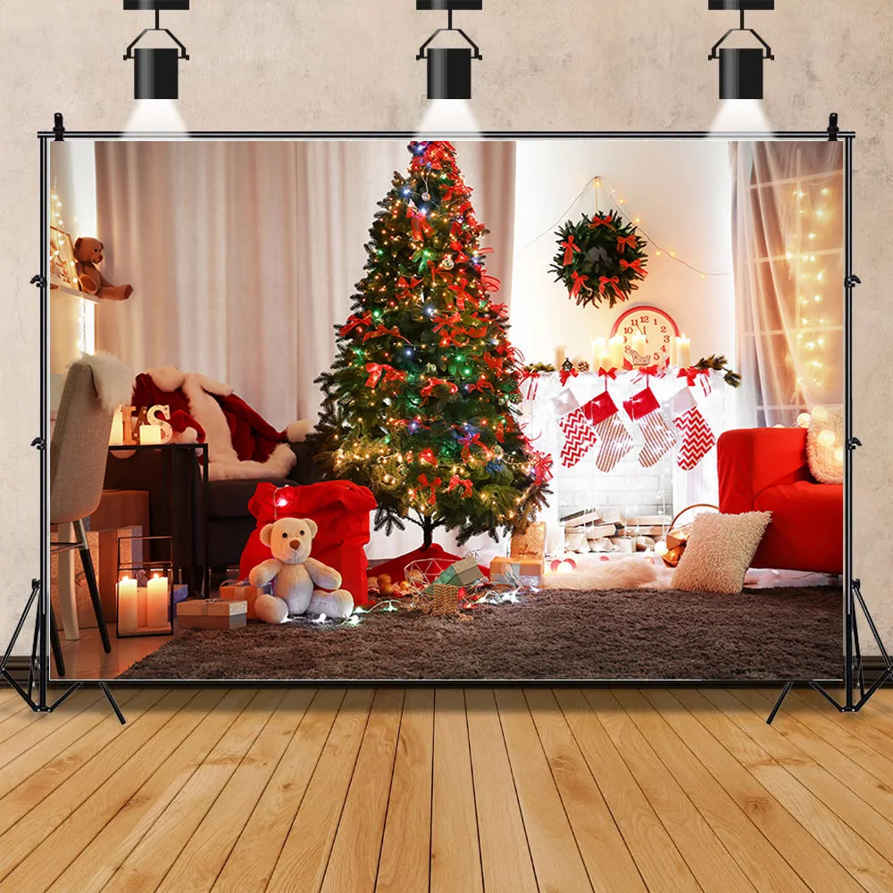 

SHUOZHIKE Christmas Pine Tree Festival Gathering Photography Gift Tree Lantern Snowflake Photo Background Prop SDG-11
