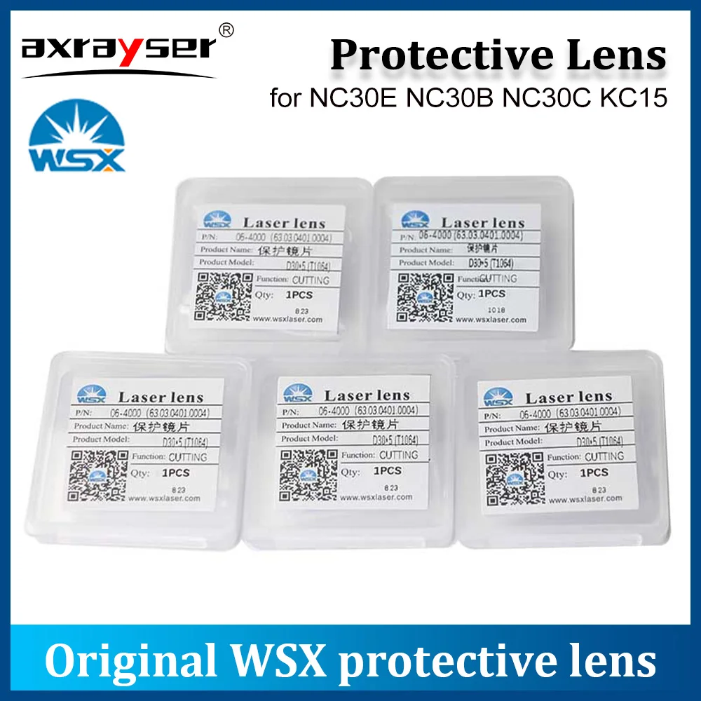 Original WSX Fiber Laser Lens 30x5 Protective Windows 4KW 1064nm JGS1 Fused Silica Optical 18x2 20x2 For Fiber Cutting Head