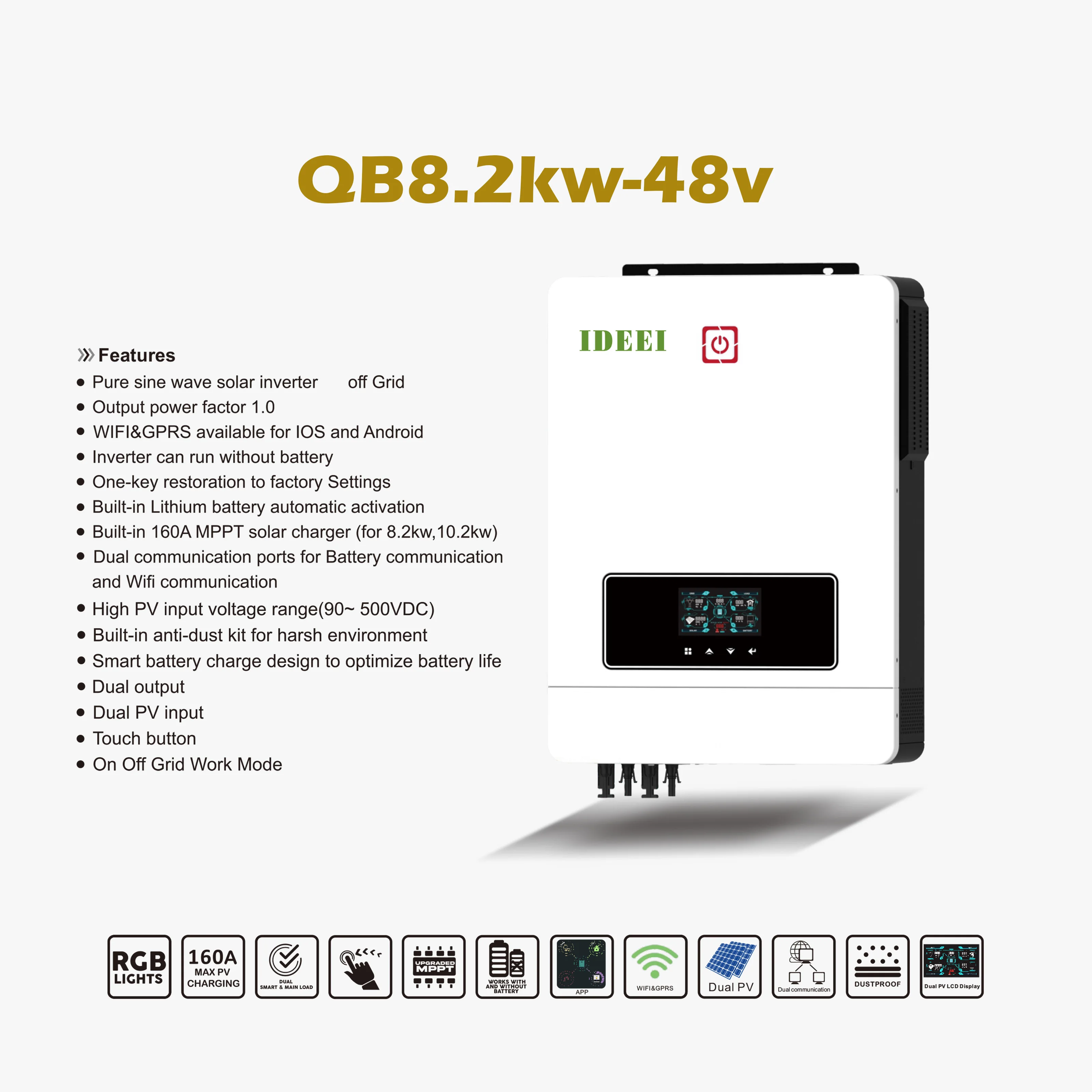Factory Direct Hybrid Solar Inverter 48V Solar Pure Sine Wave Inverter Support Work Without Battery and WIFI Optional view 6