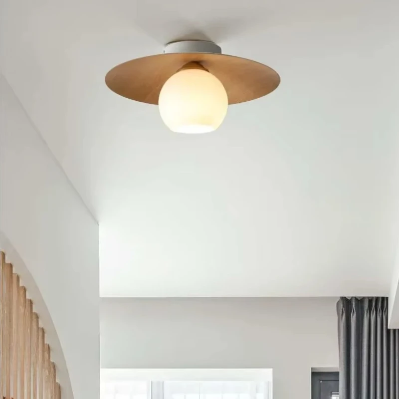 Modern Ceiling Lamp Minimalist Hallway Light Wood Grain Color Flying Saucer Hallway Light Creative Dressing Room LED Small Light