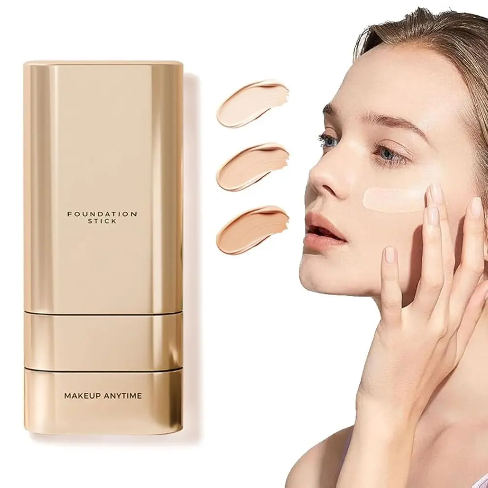 

2 In 1 Matte Foundation Stick Velvet Hydrating High Coverage Cream Foundation Lightweight Sweatproof Foundation Cream with Brush