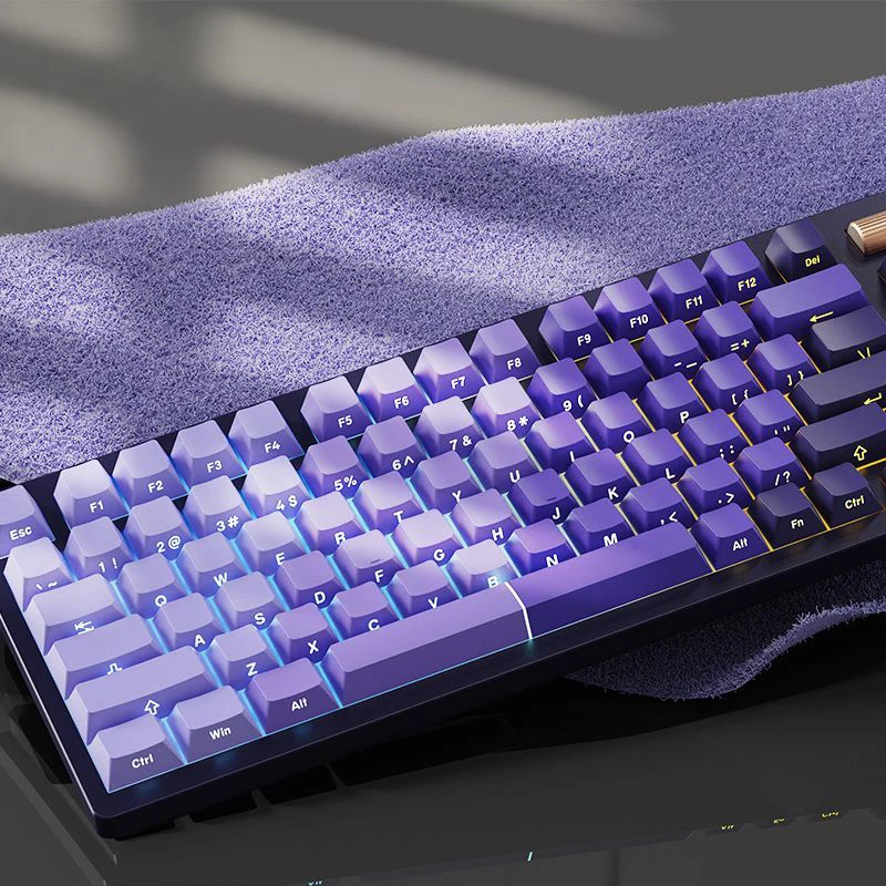 121 Keys Lavender Violet Double Shot Shine Through PBT Keycaps Side Print Keycaps Cherry Profile for MX Switches Gamer Keyboard