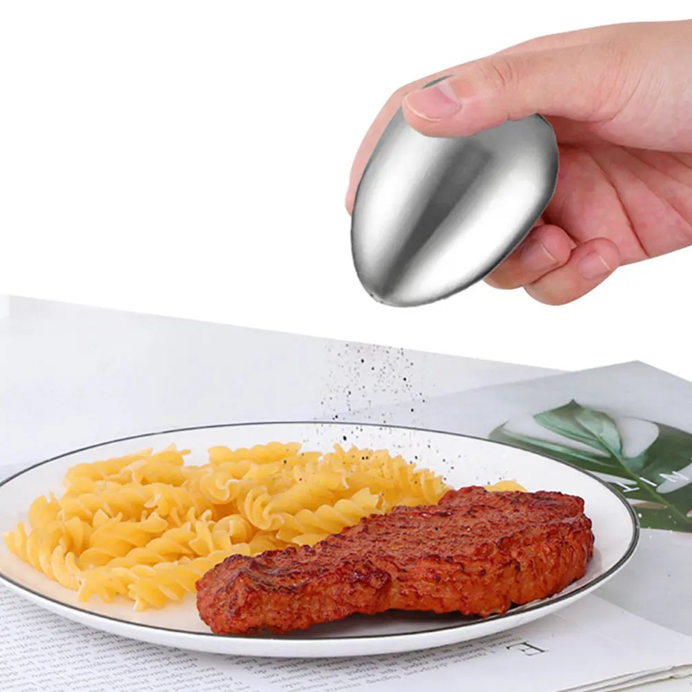 2Pcs Premium Stainless Steel Egg Seasoning Container 3 Hole Uniform Pour Design Portable Spice Jar for Kitchen Dining Table