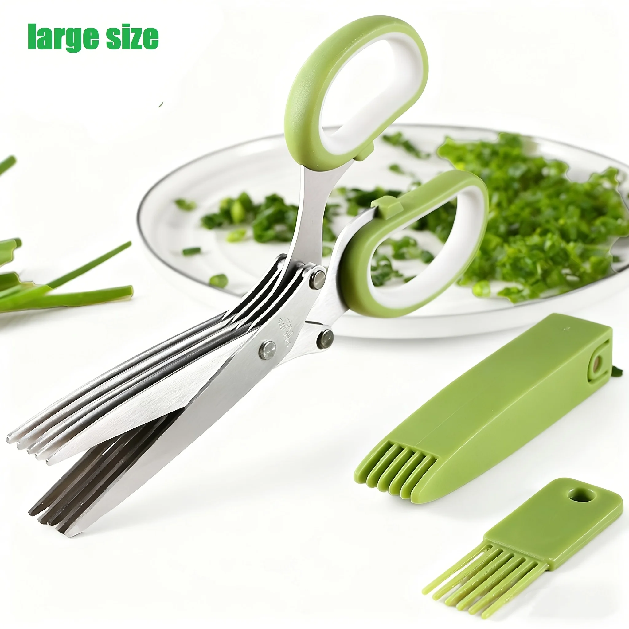 3-Piece Set Stainless Steel Five-Layer Scallion Chopper Paper Cutter Kitchen Vegetable Nori Seafood Food Cutter