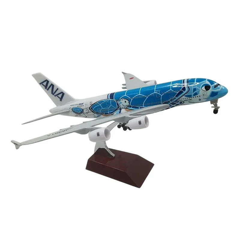 

20cm Air Japan ANA Airlines Airplane With Landing Gear Model Toy Cartoon Sea Turtle Airbus A380 Airways Alloy Diecast Airplane
