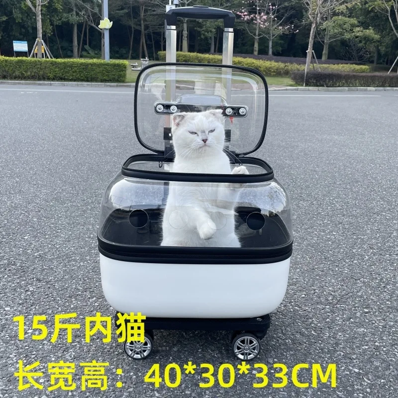 Factory Direct 2026 Pet trolley case Double layer cat bag Portable going out suitcase