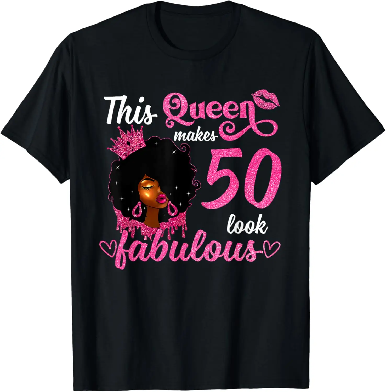 

This Queen Makes 50 Look Fabulous 50th Birthday Queen Afro T-Shirt