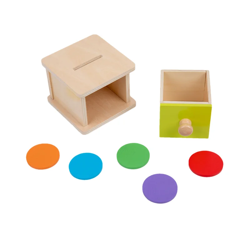 Colored Coin Box W/ Drawer Montessori Toddler Toys Hand-Eye Coordination Fine Motor Skill Activities Early Educational Game