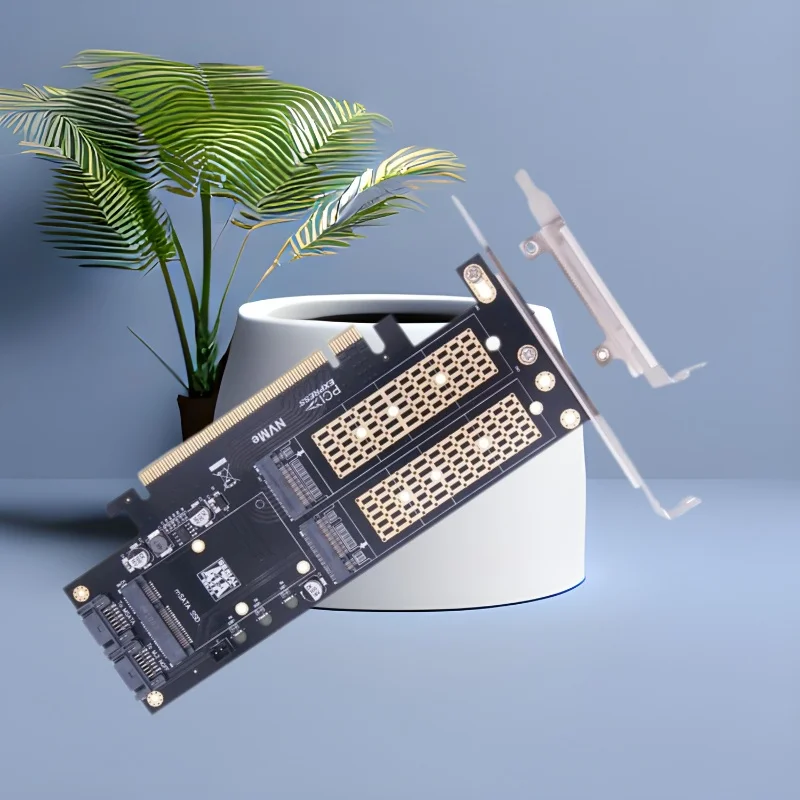 

PCIE to SSD Adapter NVME to PCI-E X16 + M.2 SATA to SATA + mSATA to SATA 3in1 Adapter Full Speed SSD PCI-E Expansion Card for PC