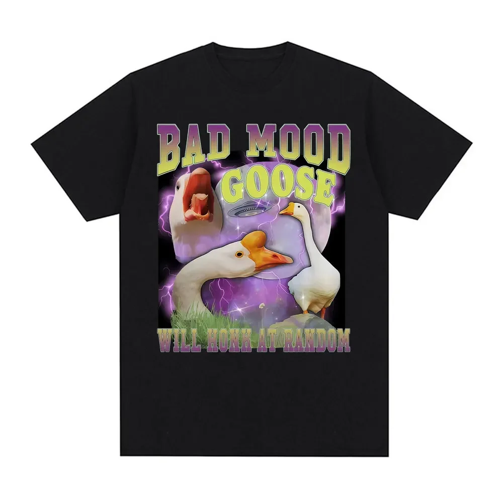

Funny T-shirt with a grumpy goose randomly honkingperfect for womenstylish and humorous short-sleeve summer top