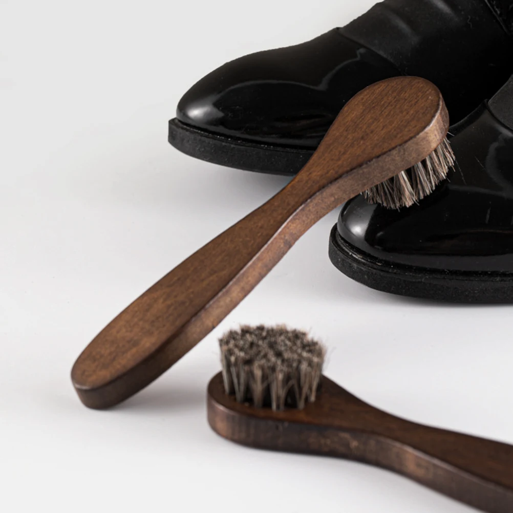 

2Pcs Wood Handle Shoe Brush Bristle Polish Applicator for Shoes Cleaning Shine Boot Polishing Kit Shoe Polishing Brushes