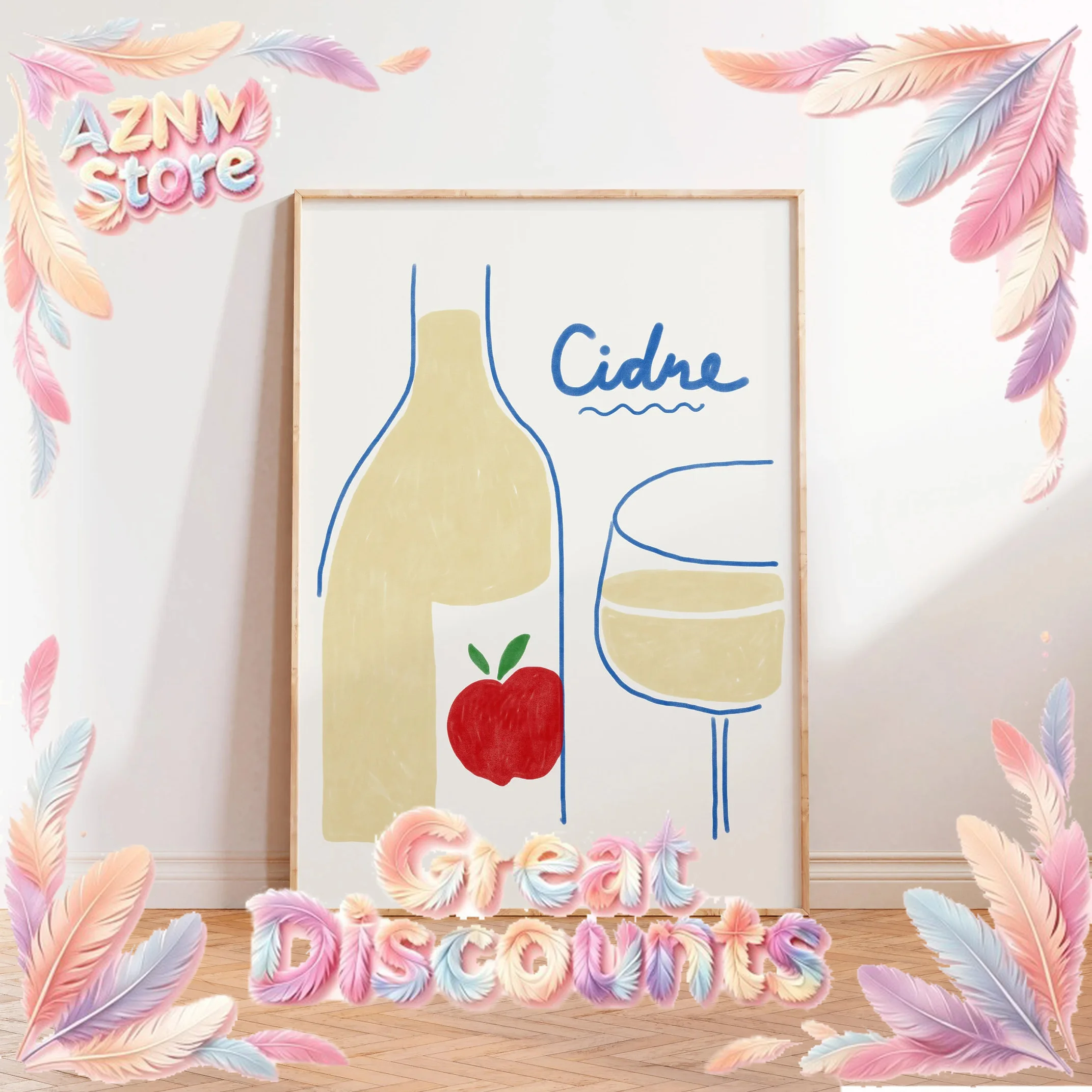 2026Minimalistic Wine Poster Eclectic Drinks Wall Art Print Cheers Drinks Cidre Vino Canvas Painting Home Bar Decor