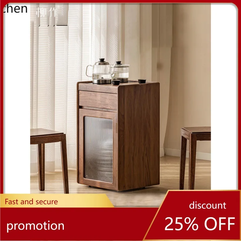 

YFY Solid Wood Tea Cabinet Black Walnut Small Apartment Tea Table Integrated Tea Room Modern Simple Home Use