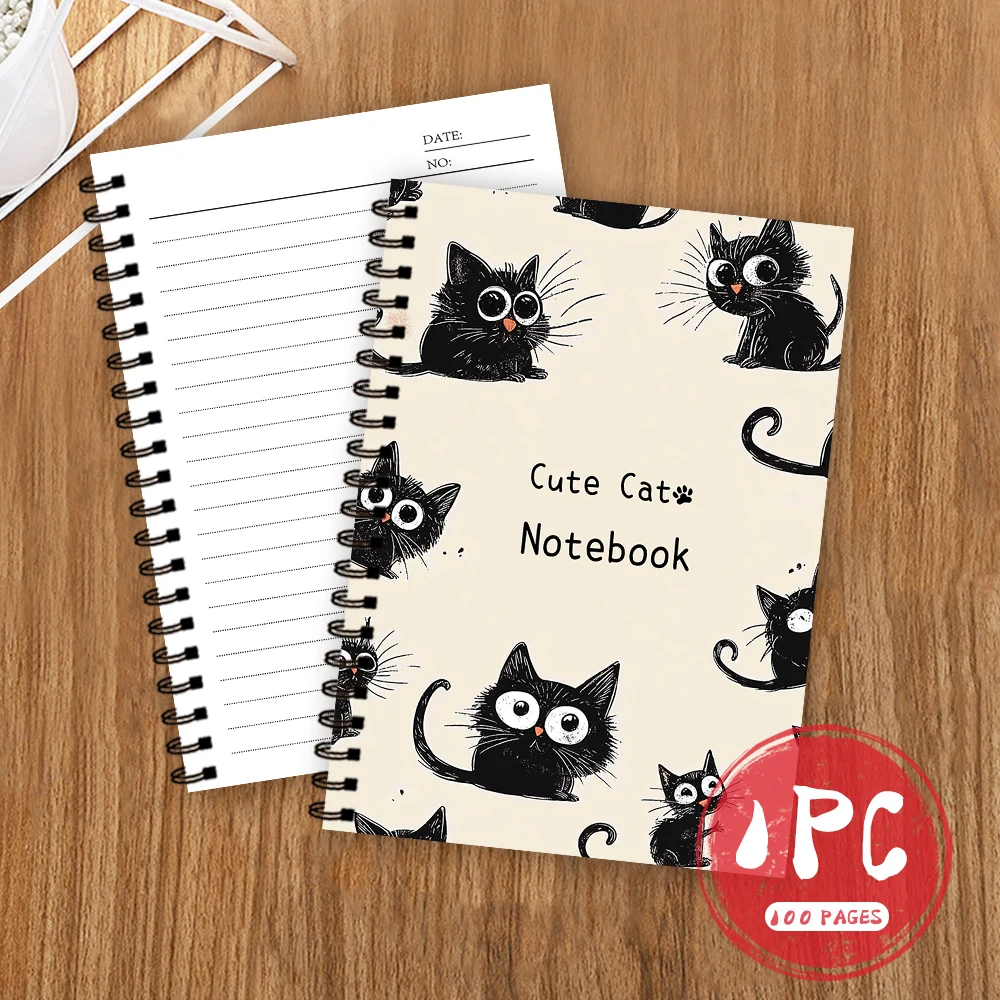 Notizbuch mit kleiner schwarzer Katze, blanko linierte Seiten, ideales Geschenk zum Notieren, inspirierend für Männer und Frauen, perfekt für Studenten