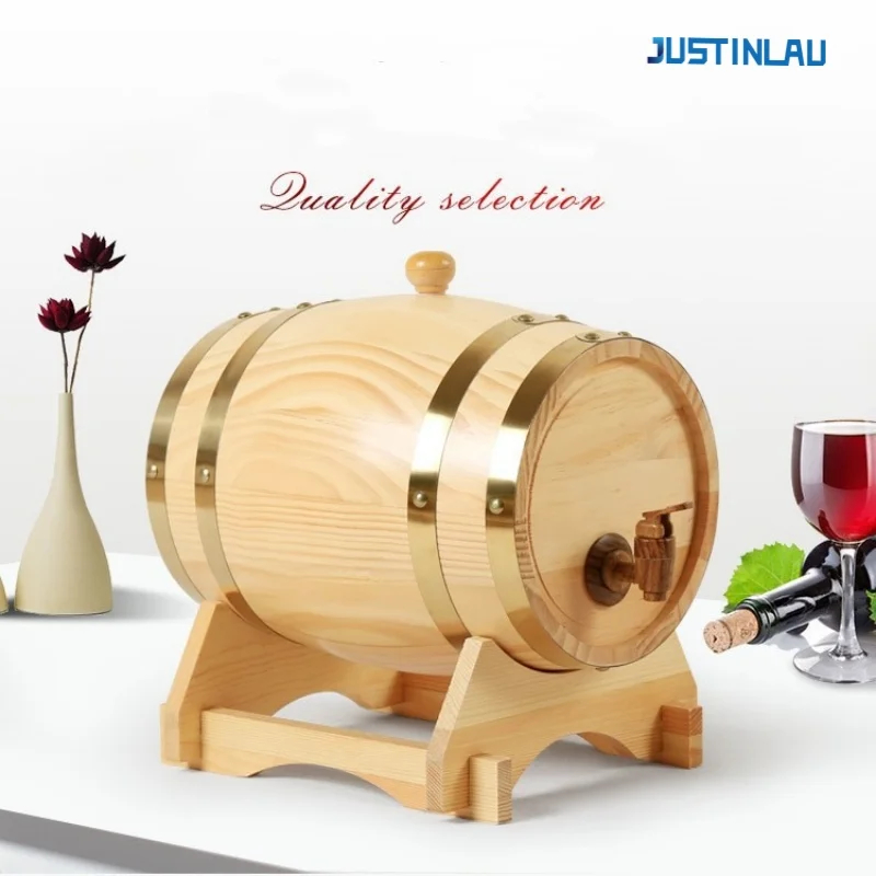 JUSTINLAU 1.5/3L Wooden Whiskey Barrel with Stand&Bung&Spigot Wine Barrel Whiskey Barrel Dispenser for Cocktail Barrel Storage
