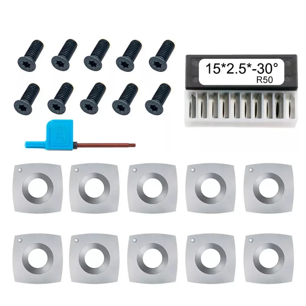 15mm Carbide Inserts with 4 Edges for Smoother Cutting for Popular Woodworking Applications and Spiral Thickness Gauges