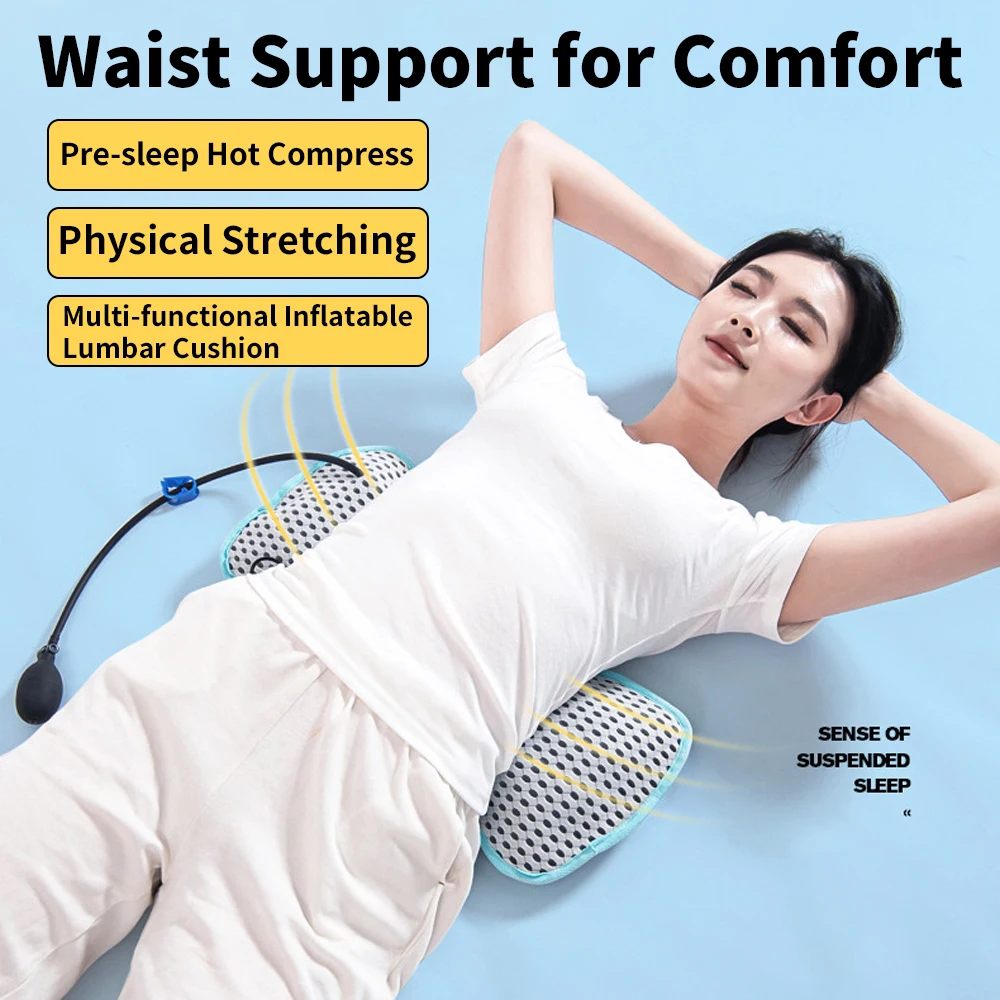 Waist Massage Lumbar Traction Massager Hot Compress Waist Massager Waist Spine Support Back Massage Machine Sleep Pillow