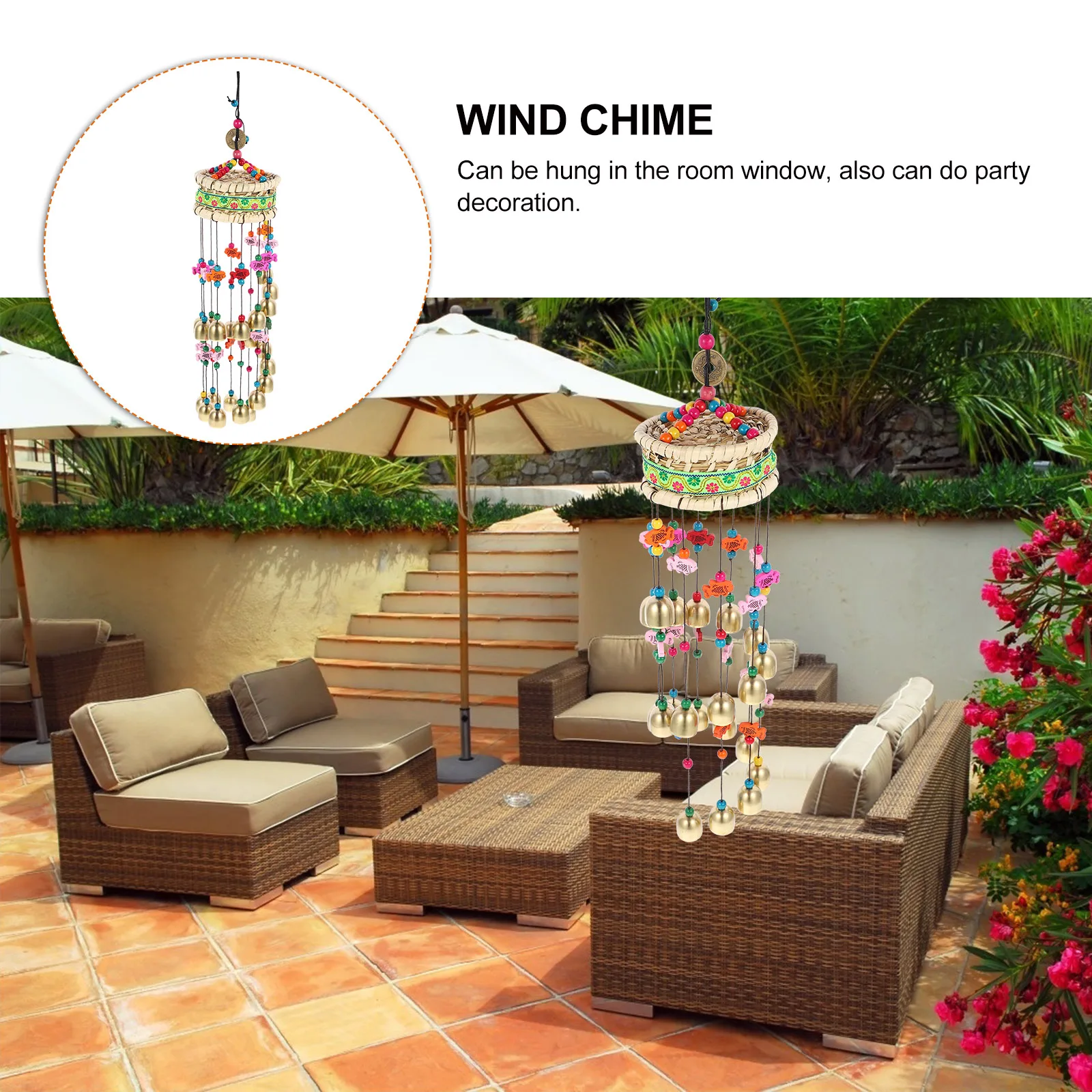 

Creative Wind Chime Embroidery Grass Plate Bell Home Decor Hanging nament Fair Sounding Ethnic Style Strong Durable Party Room