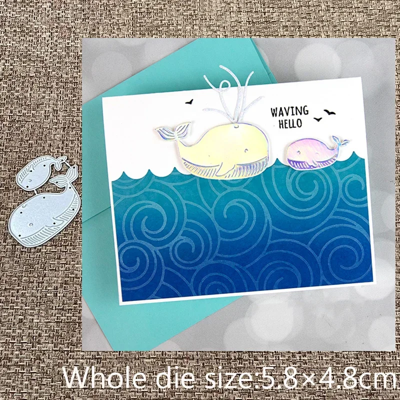 

XLDesign Craft Metal stencil mold Cutting Dies 2pcs whale decoration scrapbook die cuts Album Paper Card Craft Embossing