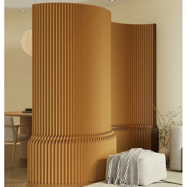 Paper Office Screen Partition, Live Stream Background Wall, Clothing Store Window, Japanese-style Curved Partition, Light Occlus