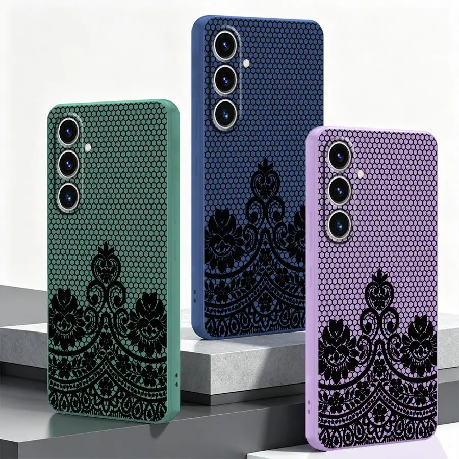 Mesh Lace Print Case for Samsung Galaxy A24 A20s A13 A14 A16 A05 A35 A04 A51 A71 A36 A26 A17 A12 A34 A73 A15 A27 A52 Phone Cover