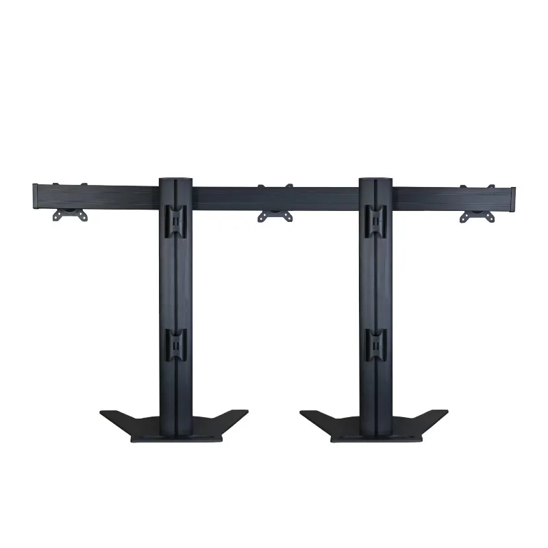 Three-screen computer bracket, monitor one-in-one seated office aluminum alloy material, super stable base black