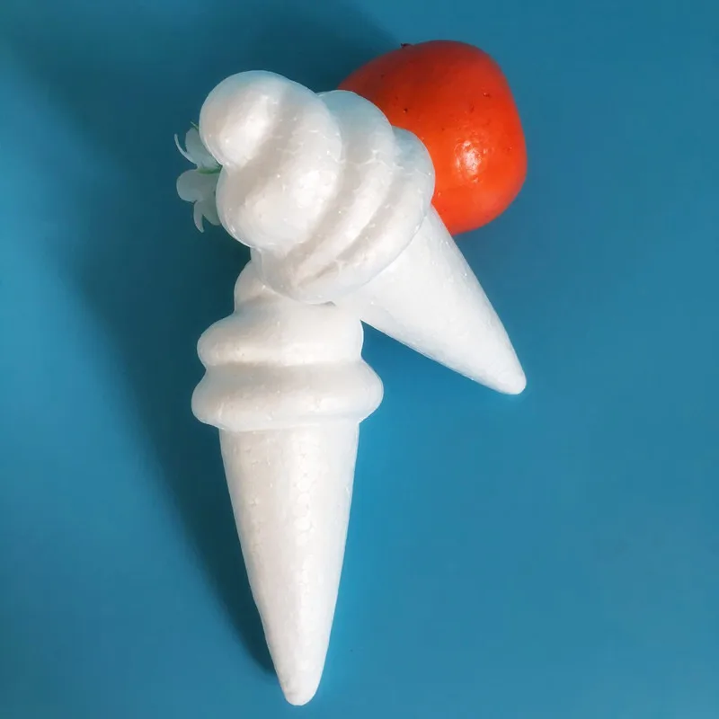 

7 Pcs Ice Cream White Embryo Decors Craft Balls Arts Foam Cones Diy Supplies Decorations