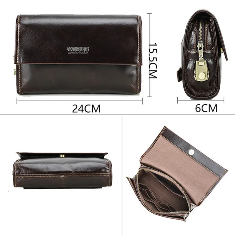 New Korean Version Head Layer Cowhide Password Lock Storage Business Leisure Fashion Men's Genuine Leather Hand Grab Bag Wallets