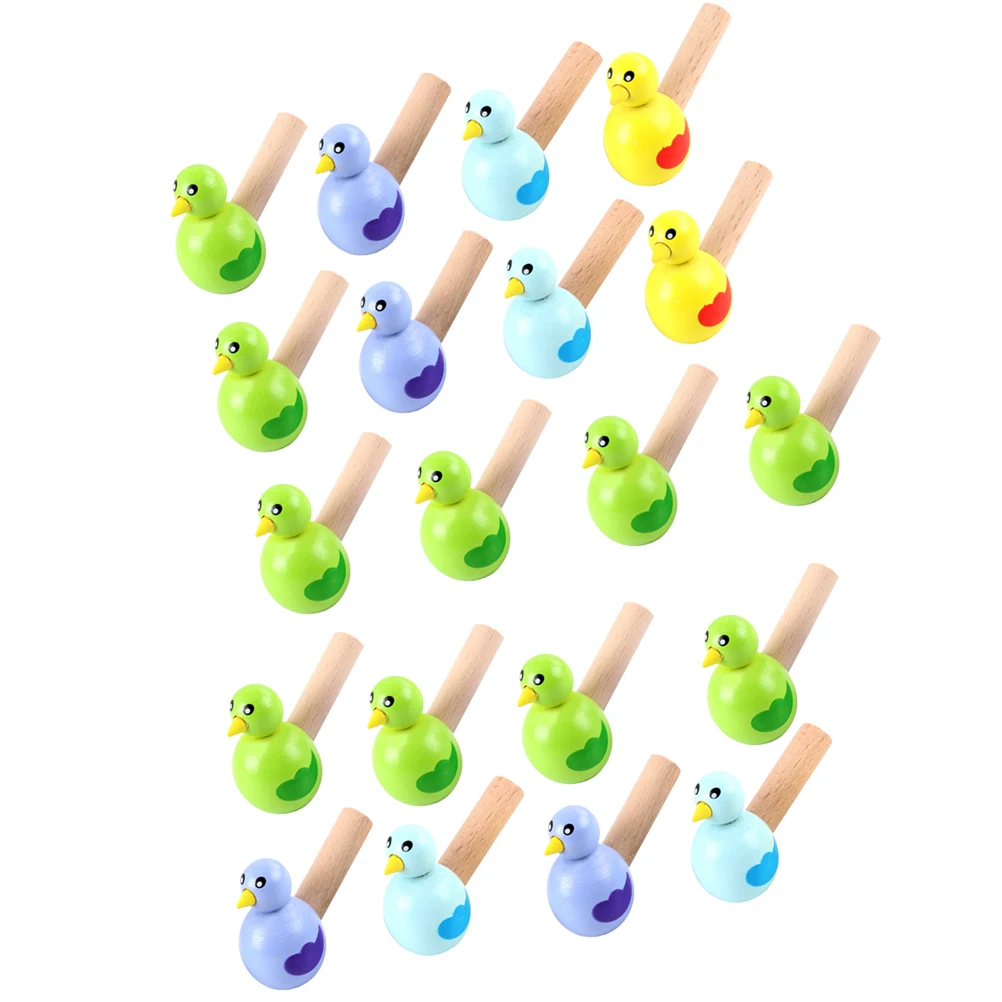 20Pcs Cartoon Bird Shaped Wooden Whistles Creative Musical Instrument Learning Party Supplies Bird Whistle