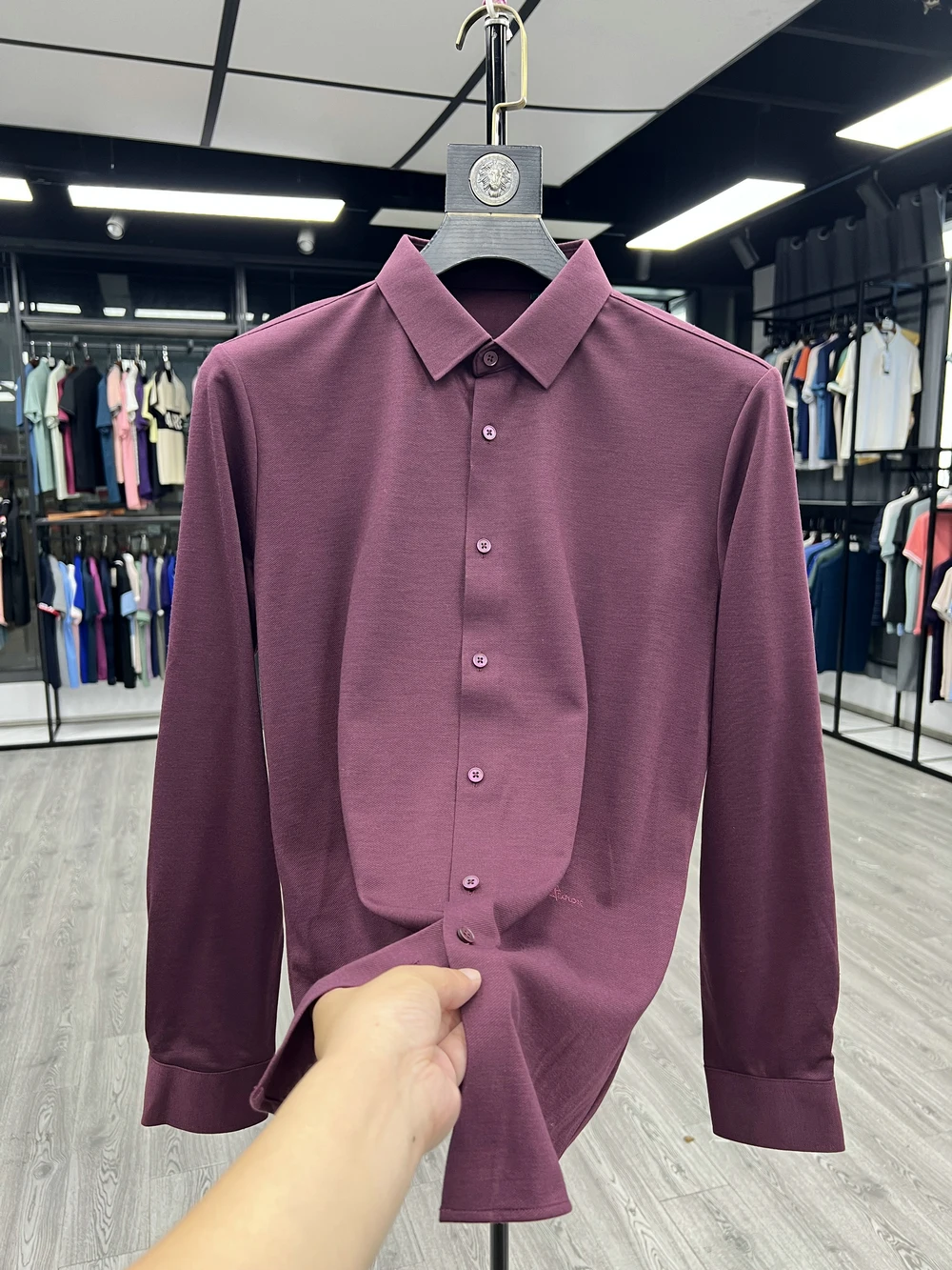 

Eucalyptus Men's Long Sve irt Carbon Fiber Lightweight Brued Soft Skin-Friendly Modal Fiber Casual Sle Pure Color