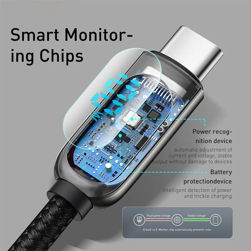 Baseus PD 100W/66W Kabel USB C do iPhone 16 15 ProMax MacBook Kabel szybkiego ładowania typu C do Xiaomi Samsung Przewód do ładowania danych — zdjęcie produktu 6