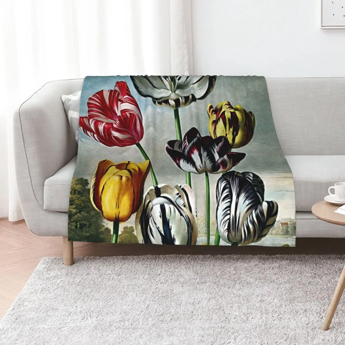 Botanical Art Temple Of Flora Tulips Throw Blanket bed plaid Tourist Moving Polar Fashion Sofas Luxury Brand Blankets
