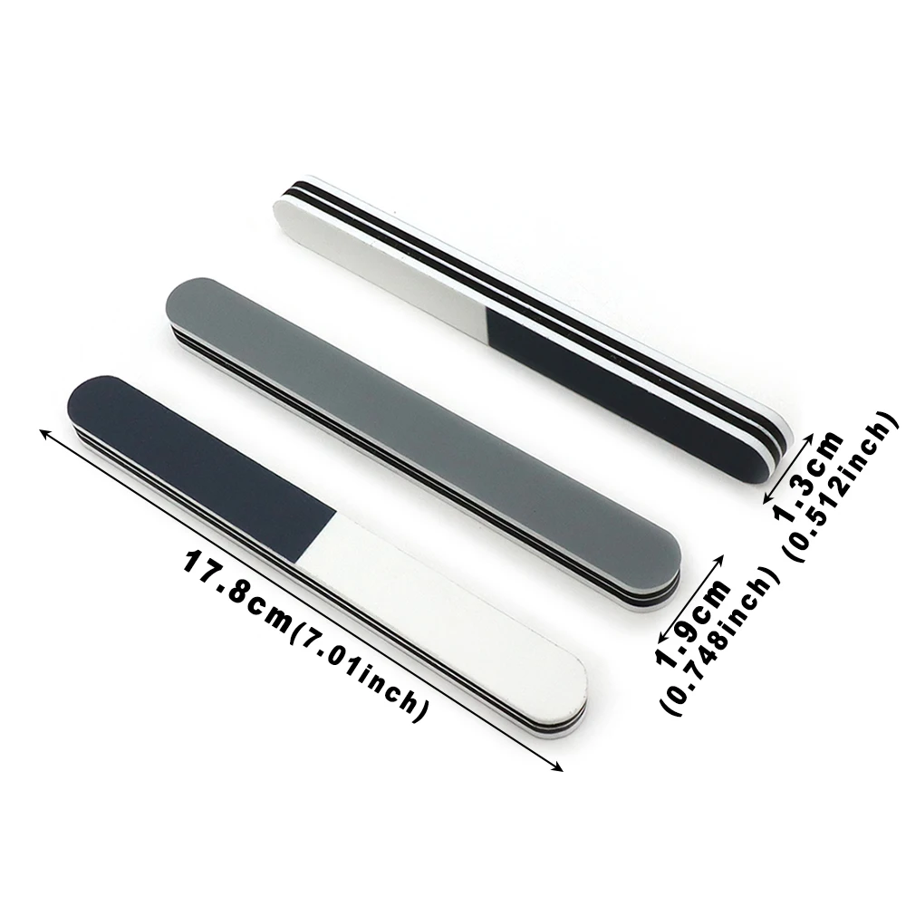 3/5 pçs preto branco cinza em linha reta arquivos de unhas buffer tira moagem unhas manicure ferramentas estilista suprimentos polimento arquivos conjunto