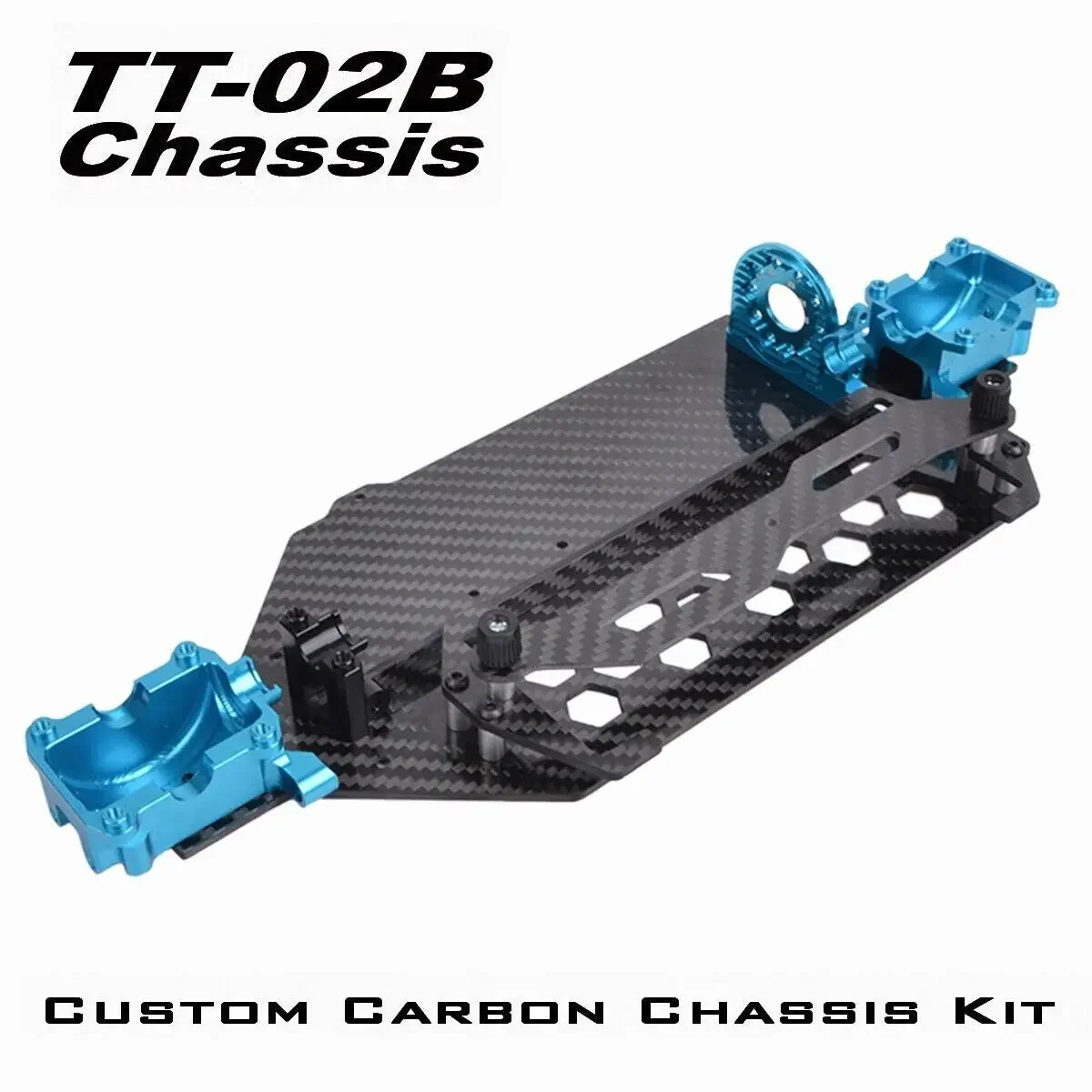 Custom Aluminum Lower Gearbox Case with Carbon Chassis Kit for Tamiya TT-02B MS TT02B TT-02BR Chassis