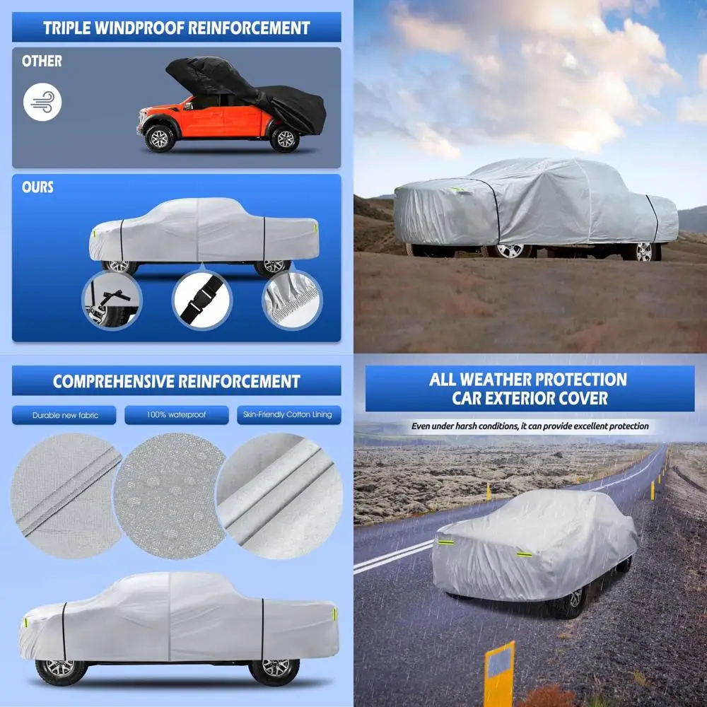 

Всепогодный 6-слойный водонепроницаемый чехол для грузовика, подходит для популярных моделей, длина до 240 см, серебристый