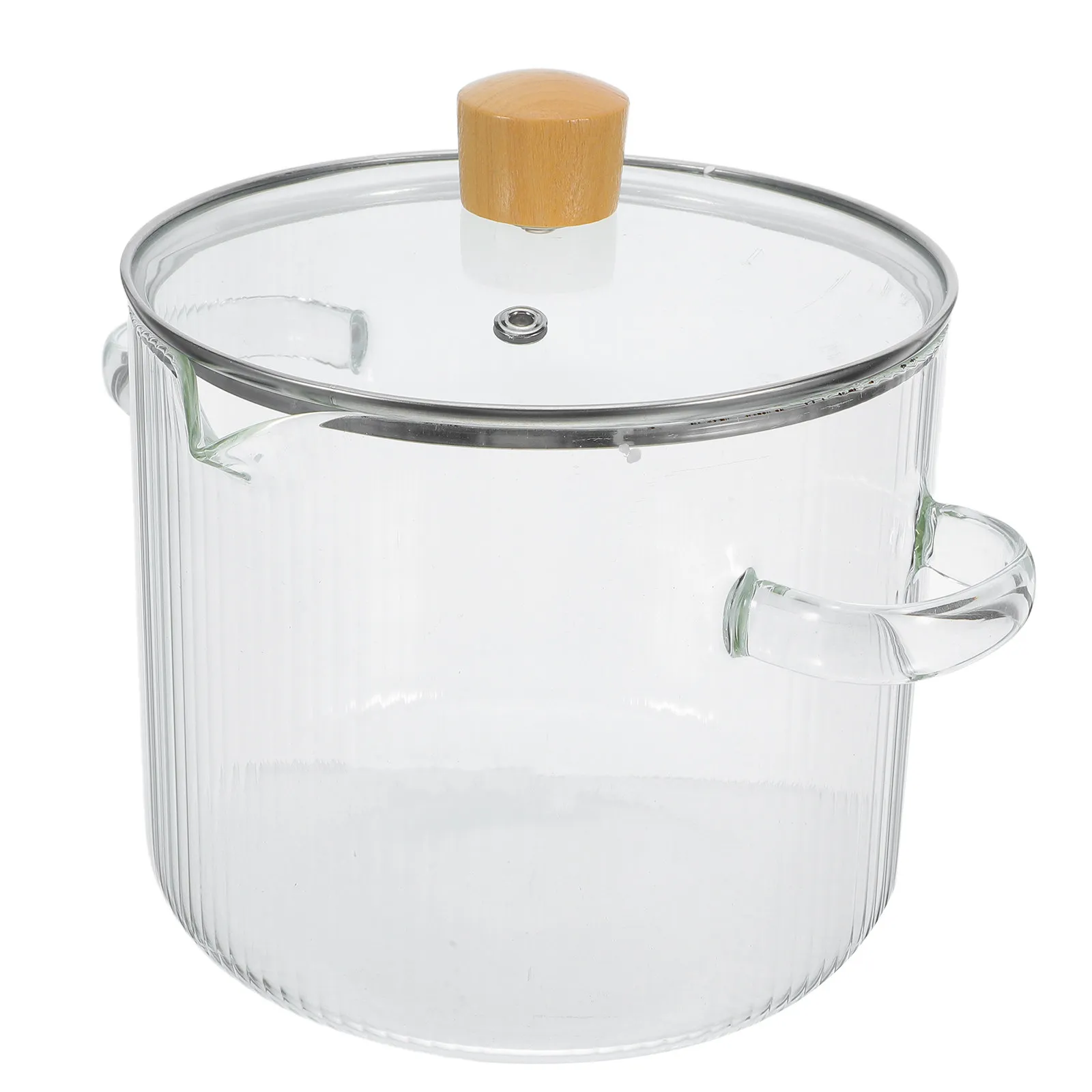 Glass Double Handle Simmer Pot Transparent Cooking Saucepan Lid Stovetop Soup Porridge Noodle Stew Pan Heat Resistant