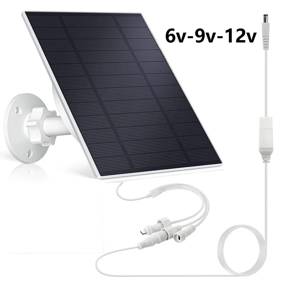 

Outdoor Solar Panel Charger Kit Built in 5200mAh Battery 5W Mini Solar Power Charger 5V USB 6V 9V 12V Output For Security Camera