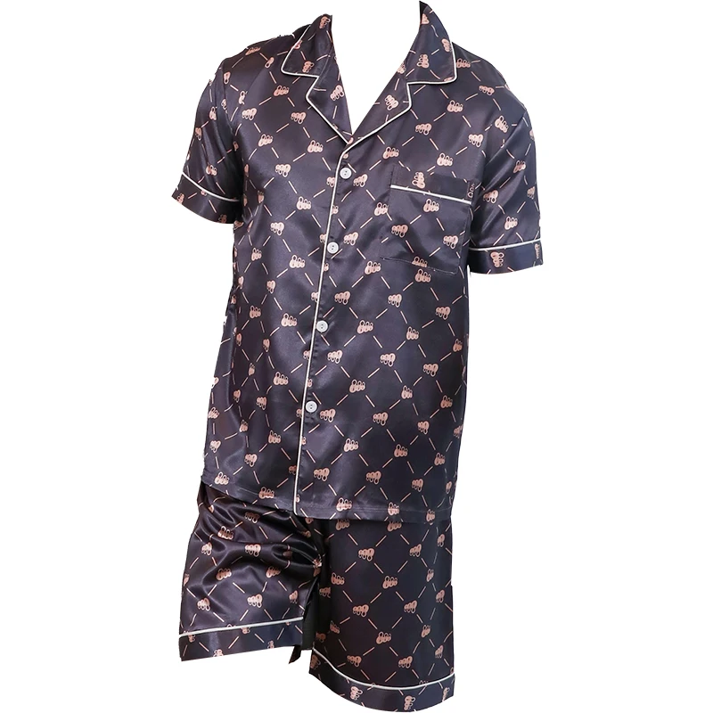 Two piece sets for men's pajamas summer short sleeved shorts exclamation mark pattern printed home clothing sleepwear set