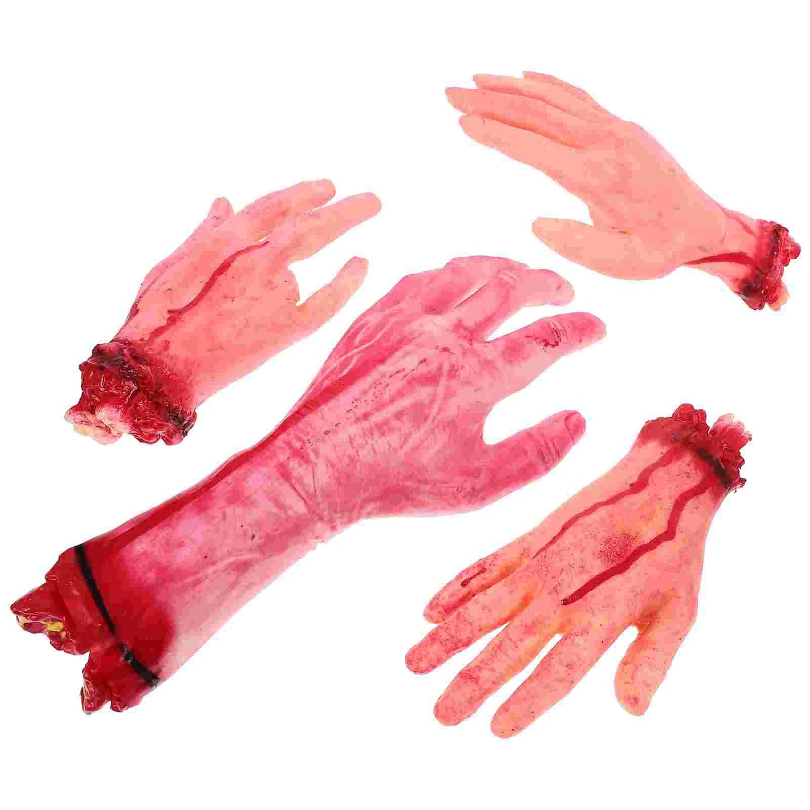 

4pcs Halloween Scary Broken Hand Prank Props Chopped Human Parts Set Terror Props for Haunted House halloween body parts