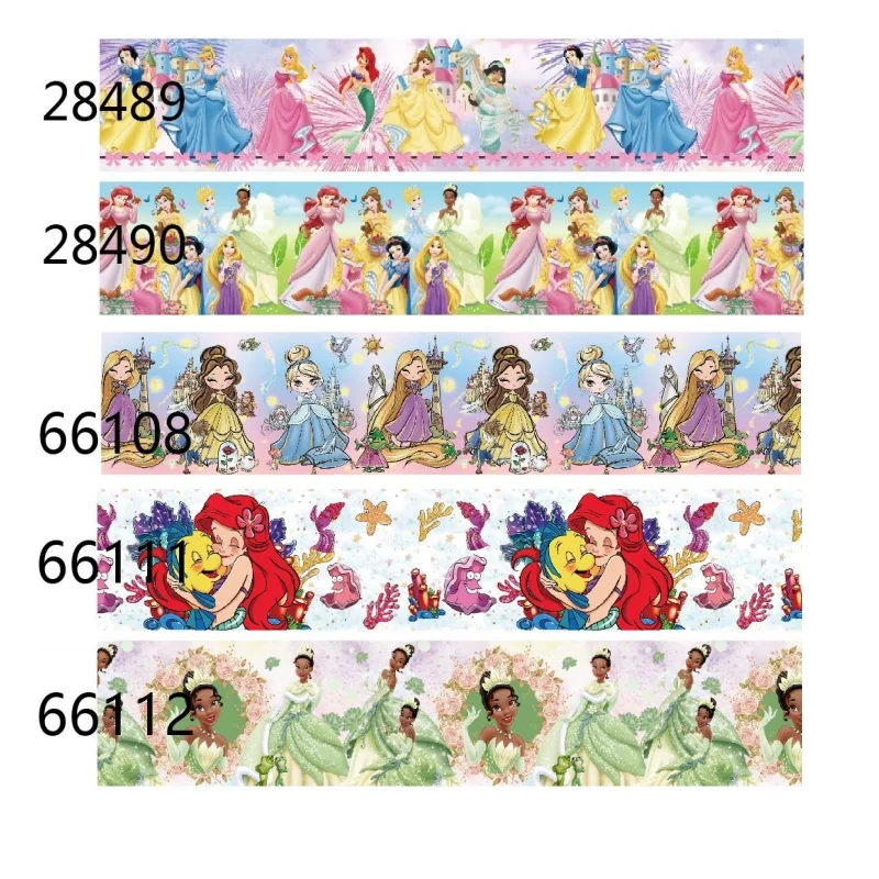 

10yards Disney Princess Group Cartoon Grosgrain Ribbon for Hairbows DIY Craft Supplies Handmade Materials