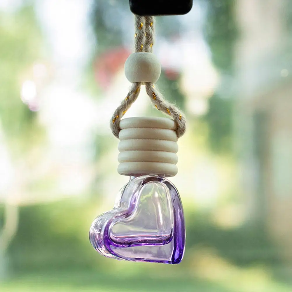 Car Interior Hanging Decor Heart Shaped Aromatherapy Bottle 6ml Essential Oil Diffuser Fragrance Air Freshener Car Accessories