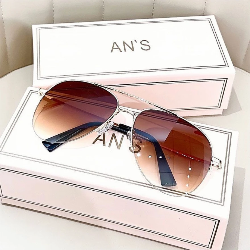 Mode Gradienten Sonnenbrille für Männer Großen Rahmen Pilot Sonnenbrille Marke Design Anti-reflektierende Lunette De Soleil Homme – Detail 7