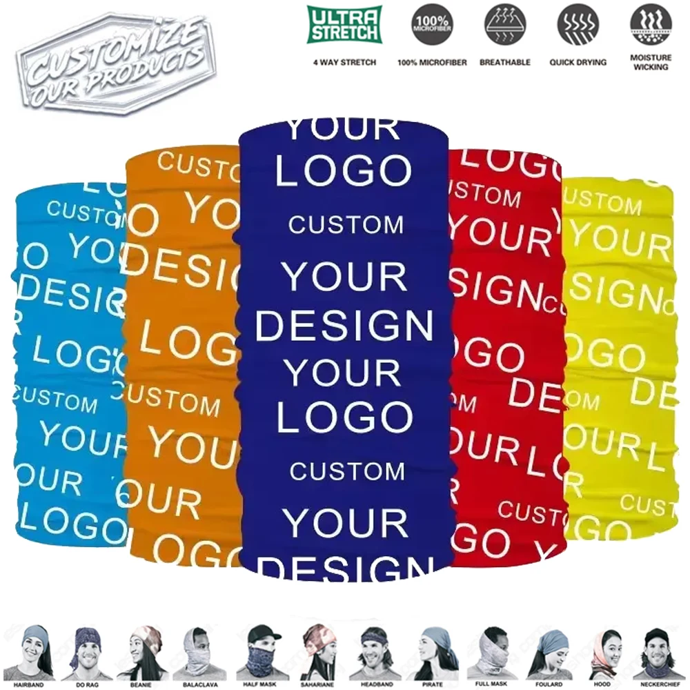 

20pcs Customized Neck Gaiter 100% Polyester Seamless Bandana Tube Scarf Sport Sood Cycling Bandanas Headwear Ski Balaclava Buffs