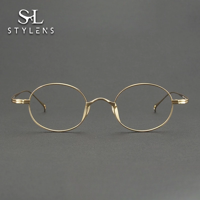 

STYLENS Fashion Retro Pure Titanium Glasses for Men and Women Art Reading Glasses Anti Blue Light Prescription Glasses KMN9918