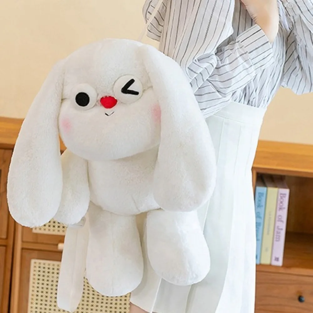Mode Zacht Konijn Pluche Rugzak Cartoon Casual Konijn Knuffel Grote Capaciteit Creatieve Cartoon Dier Rugzak Cadeau