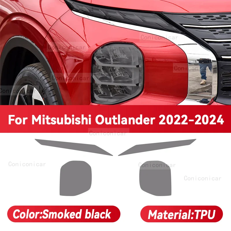 

For Mitsubishi OUTLANDER 2022-2024 Car Headlight Protective Cover Film Front Light TPU Anti-scratch Headlamp Tint Sticker